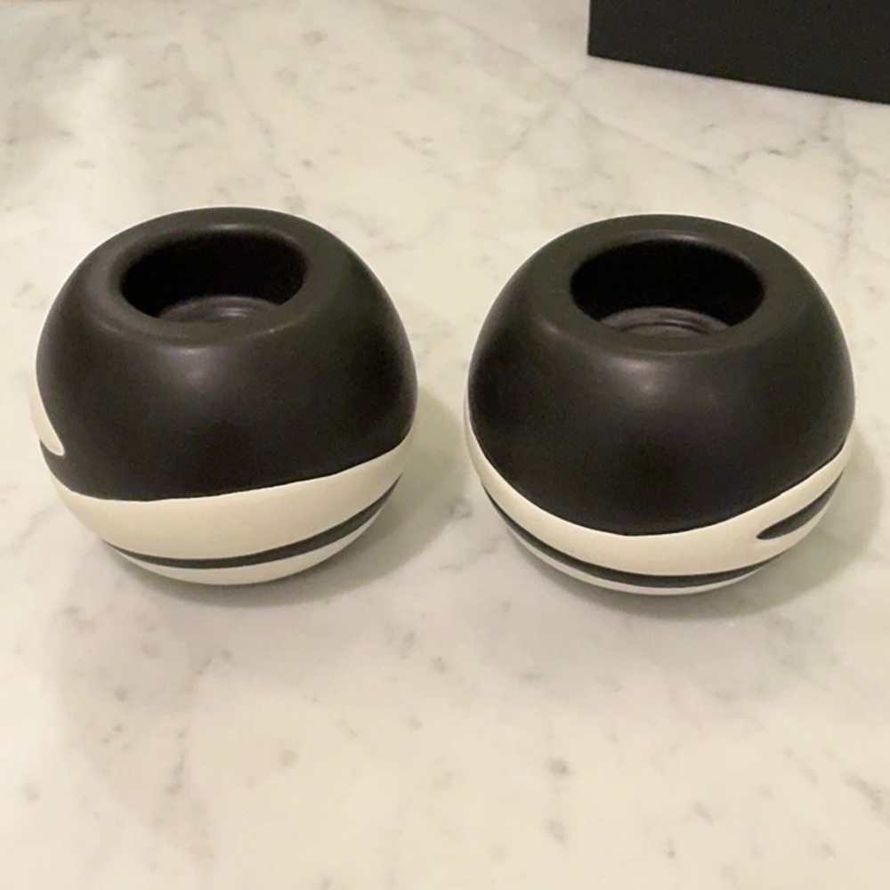 Partylite Black and White African Safari Inspired Ceramic Candle Holders